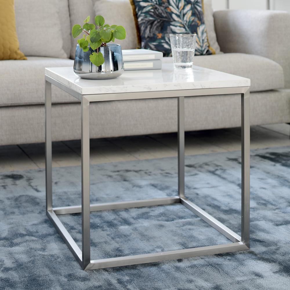 Cadre Marble Side Table White Dwell