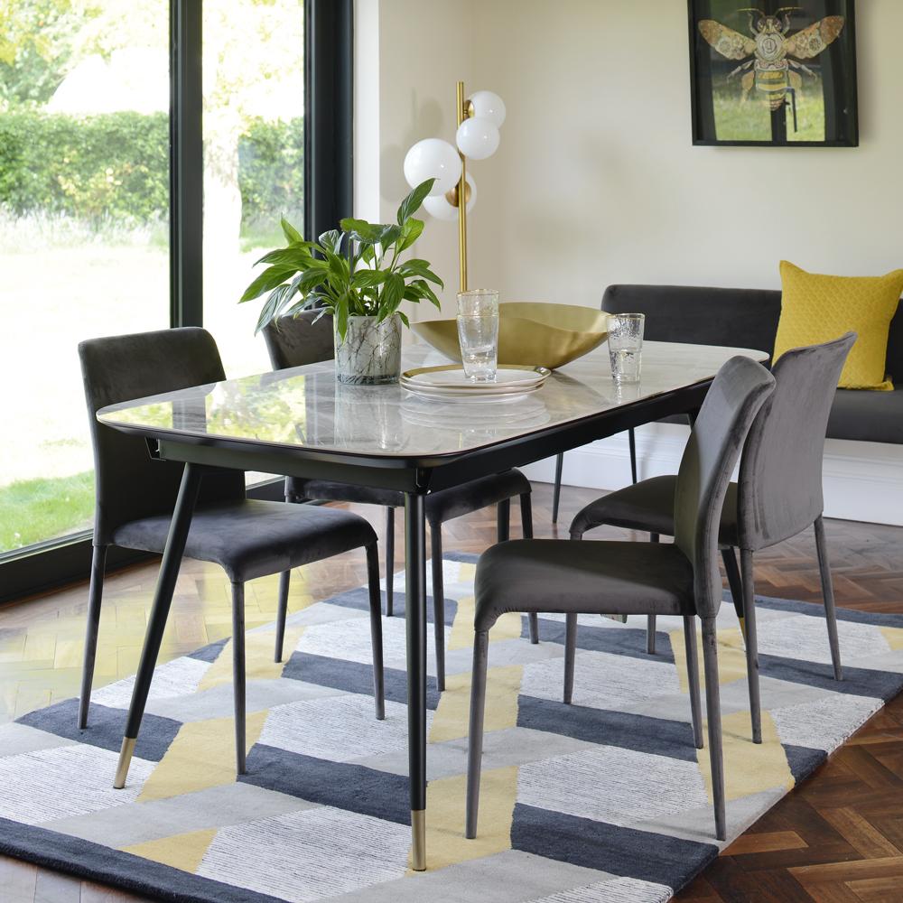 Ore Extending 6 8 Seater Dining Table Grey Marble Ceramic Dwell
