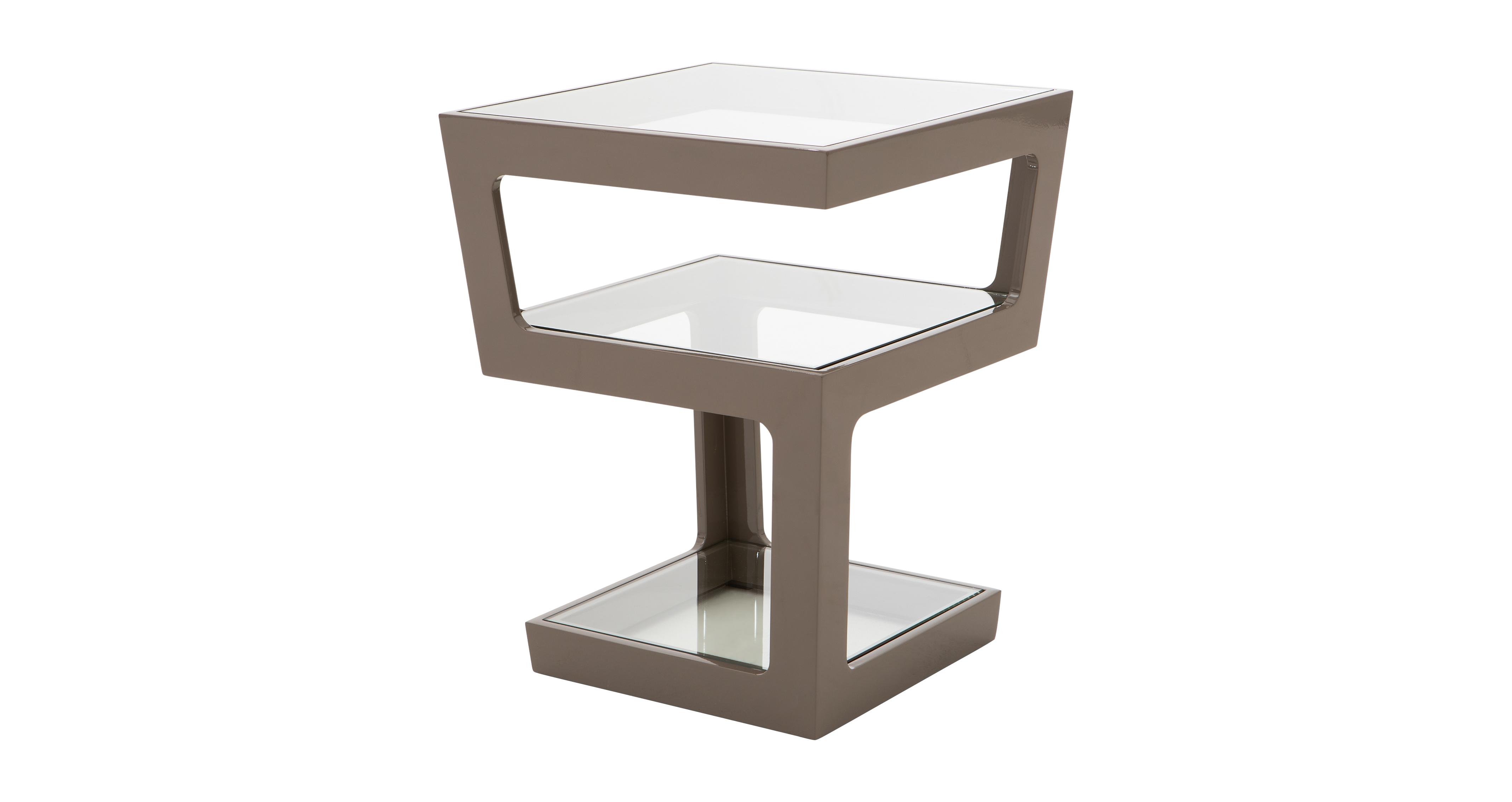 Dwell WHITE GLOSS AND GLASS 43cm SQUARE TABLE FROM "DWELL" 